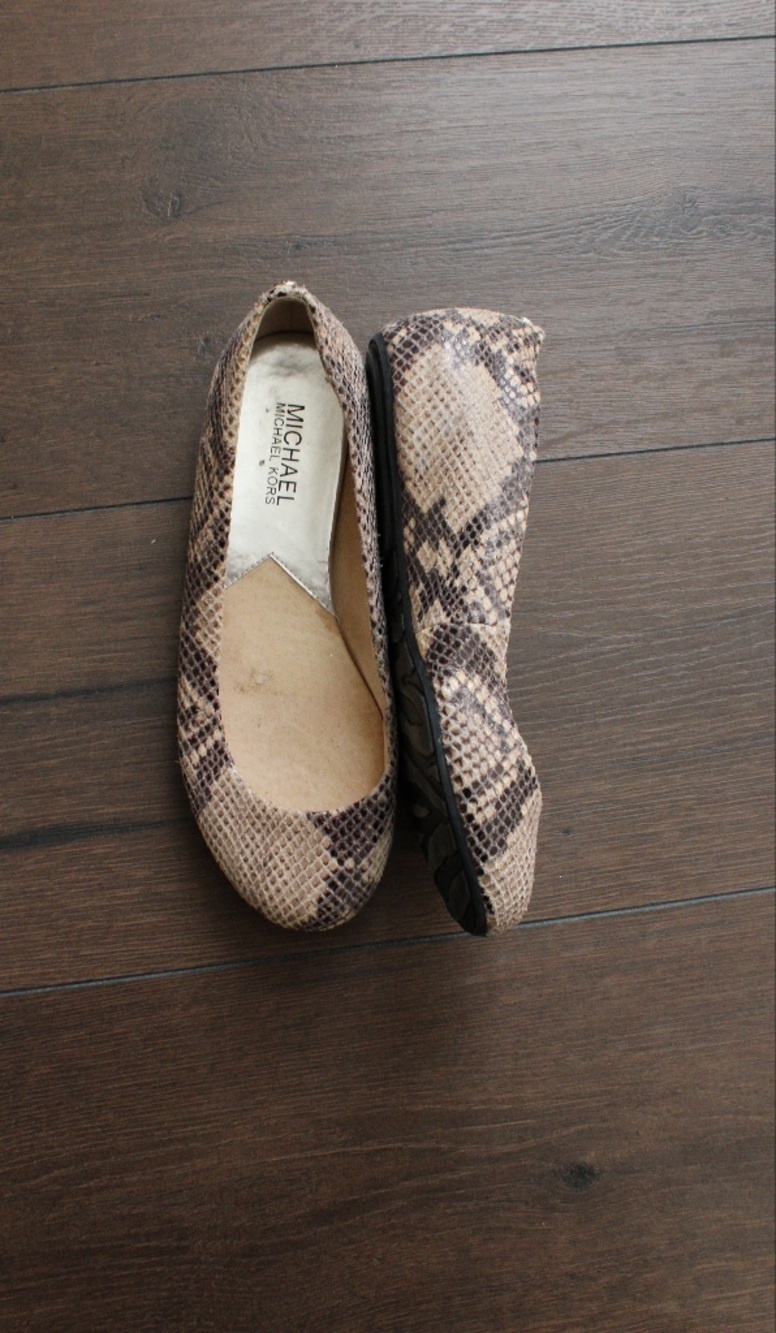 MICHAEL Michael Kors Beige Snake-Print Ballet Flats